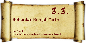 Bohunka Benjámin névjegykártya